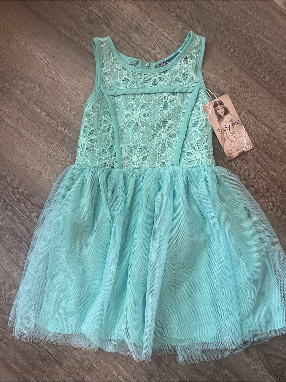 Truly Me Girls Mint‎ Green Lace Tulle Party Dress